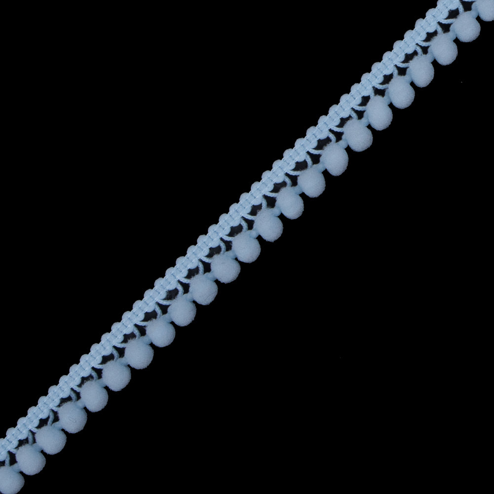 European Light Blue Single Row Mini Pom Pom Trim Detail