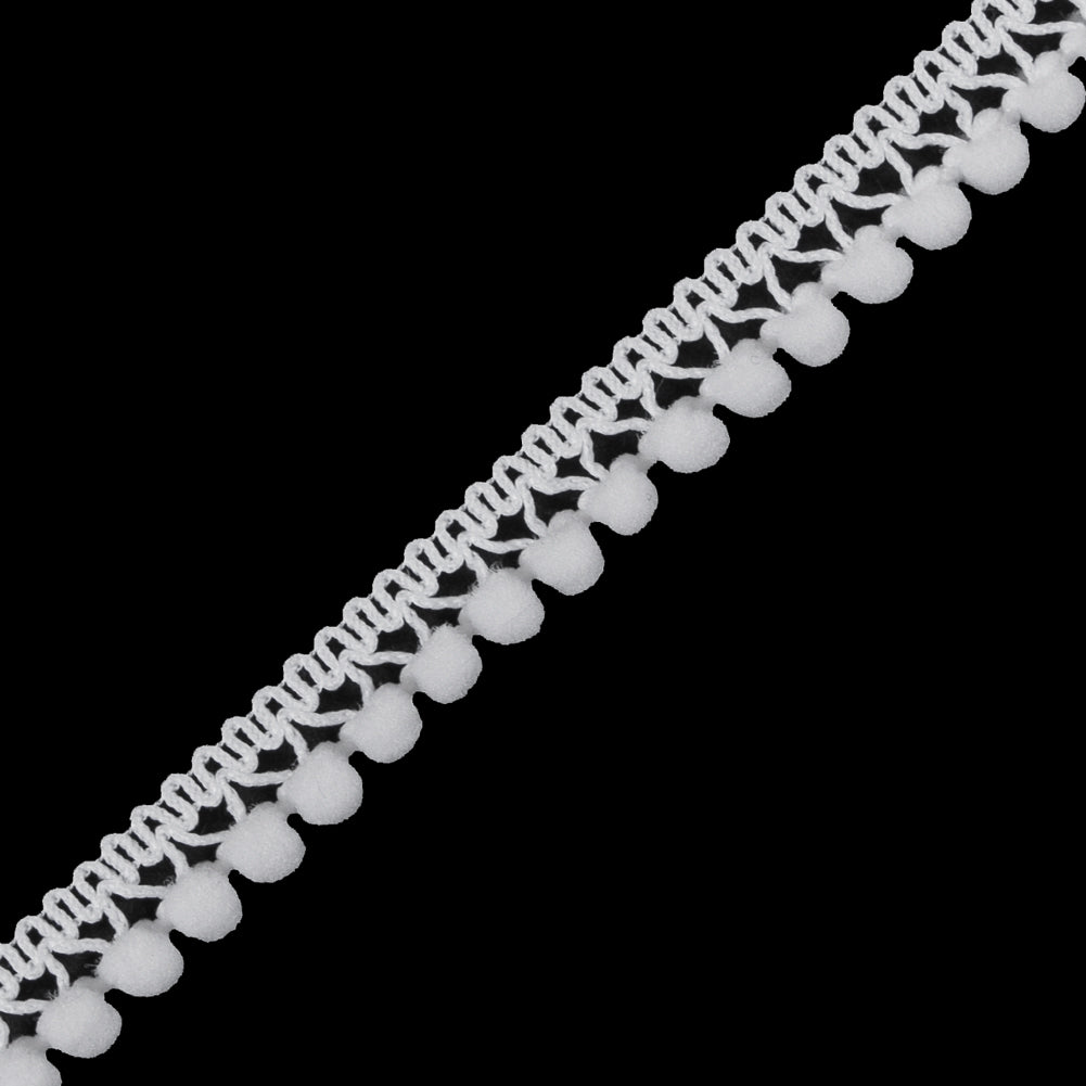 White Single Row Mini Pom Pom Trim Detail