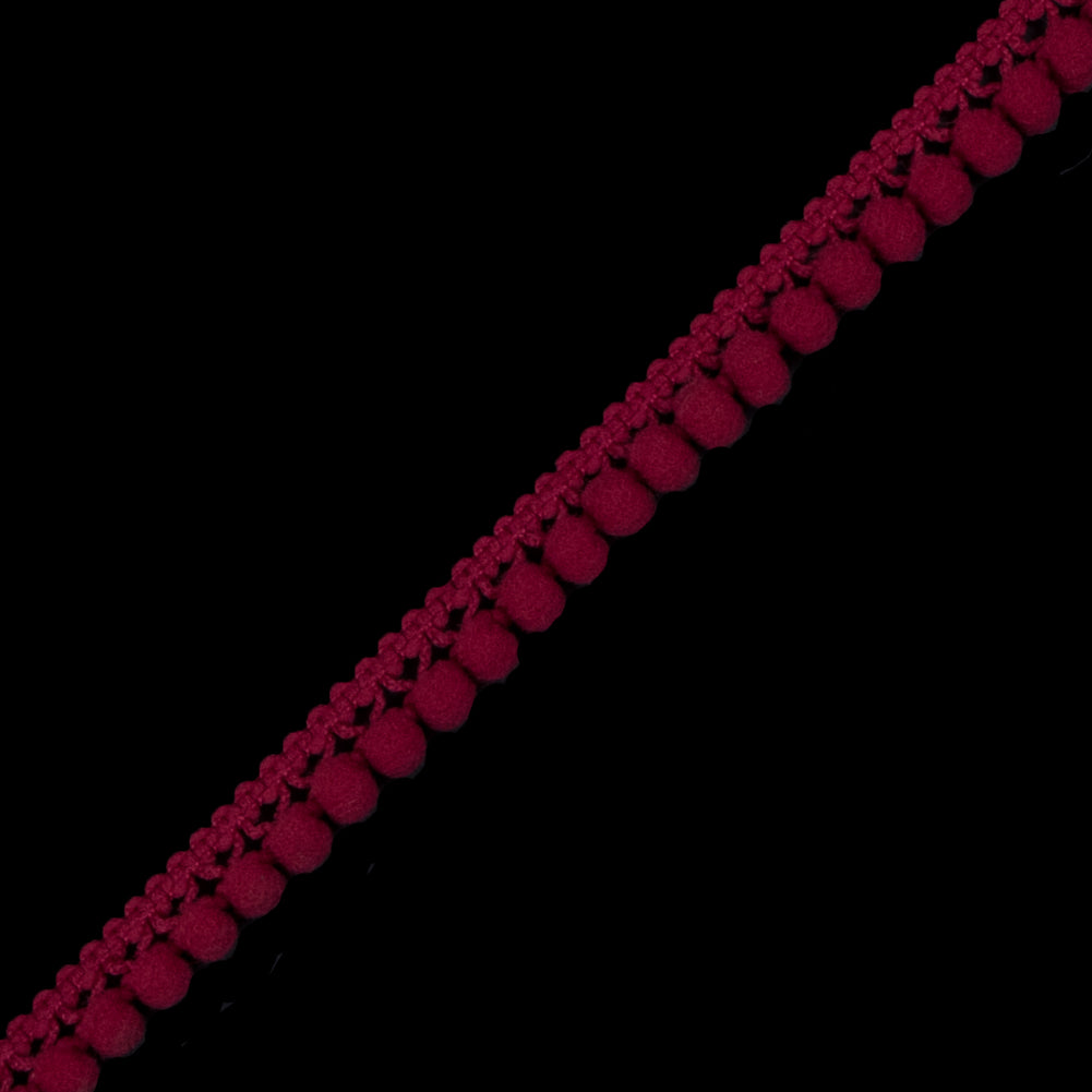 European Apple Red Single Row Mini Pom Pom Trim Detail