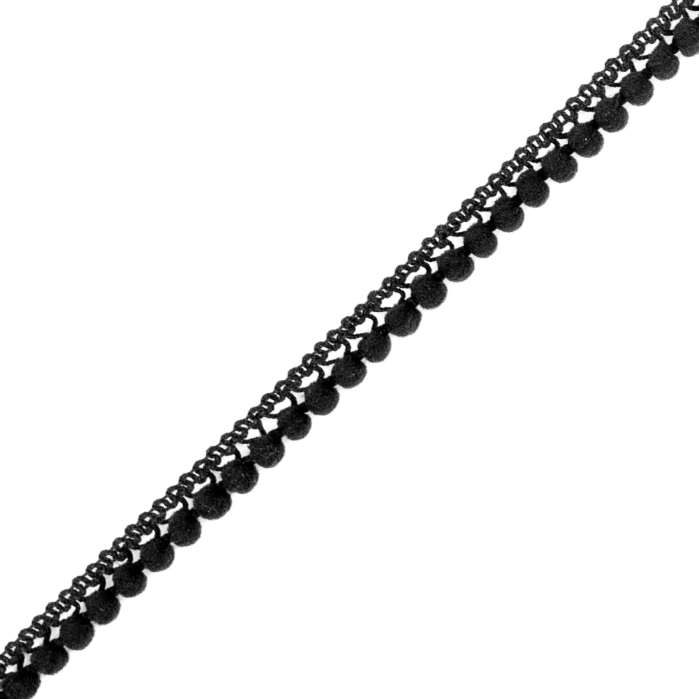 Black Single Row Mini Pom Pom Trim - Detail