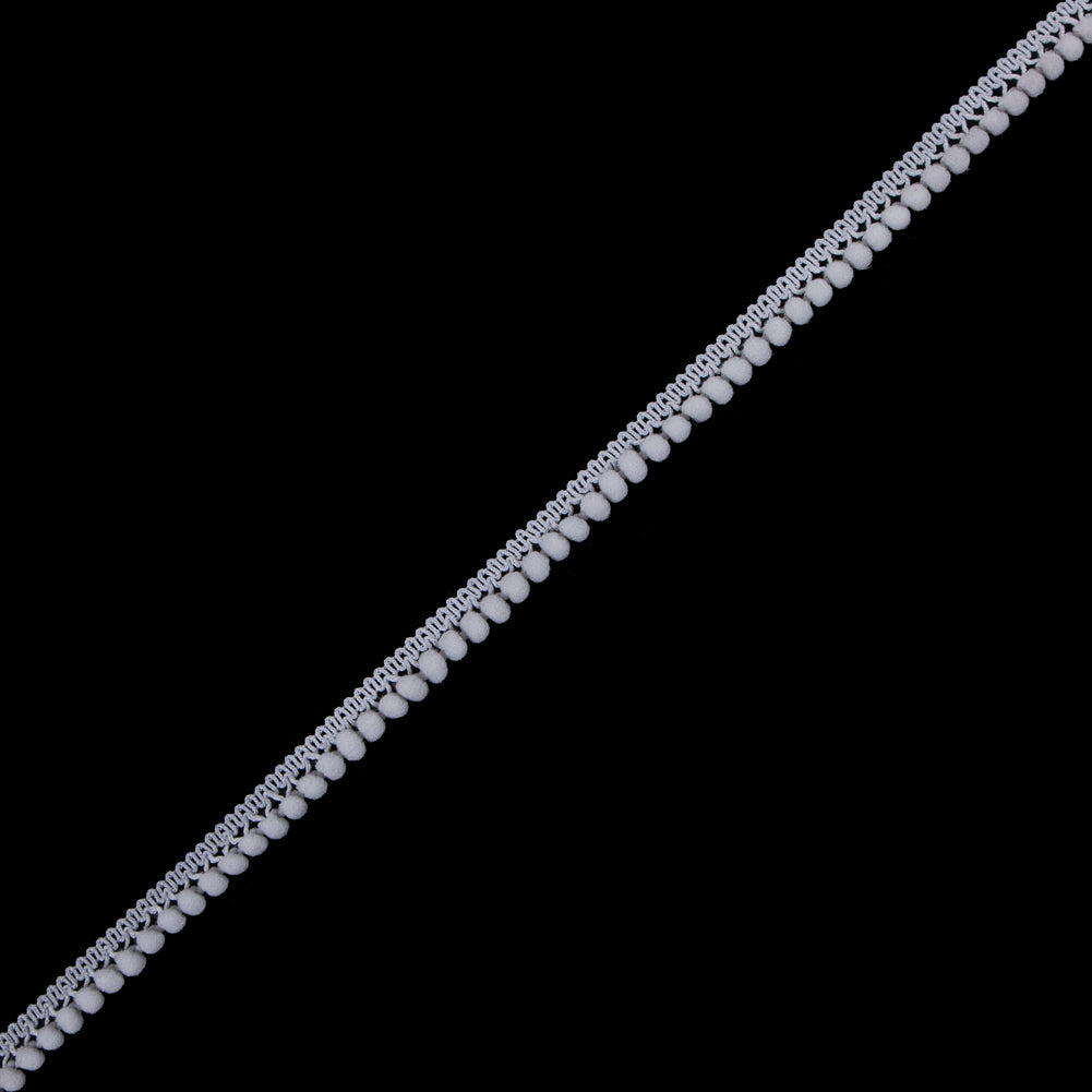 European Silver Single Row Mini Pom Pom Trim