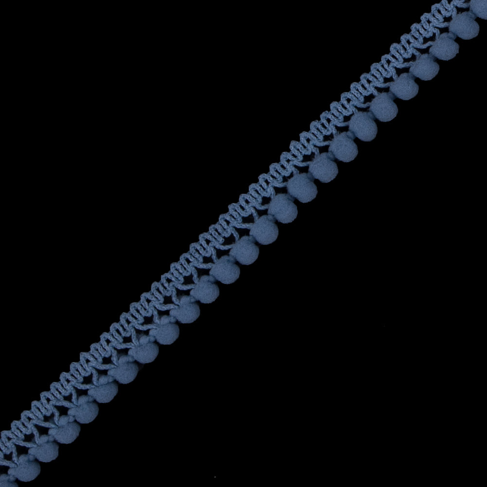 Gray Blue Single Row Mini Pom Pom Trim - Detail