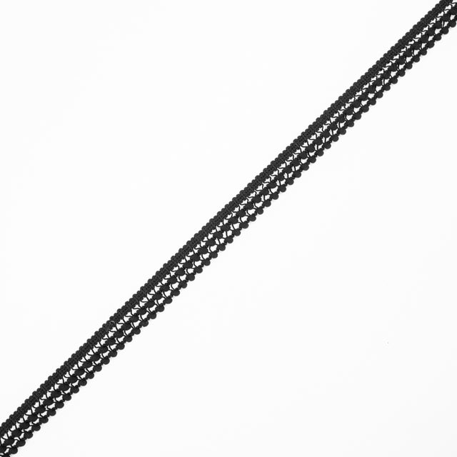 Black Two Row Mini Pom Pom Trim