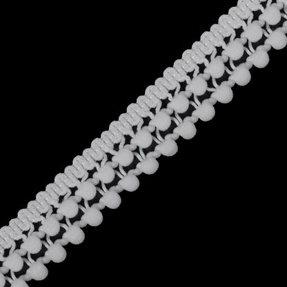 White Two Row Mini Pom Pom Trim - Detail