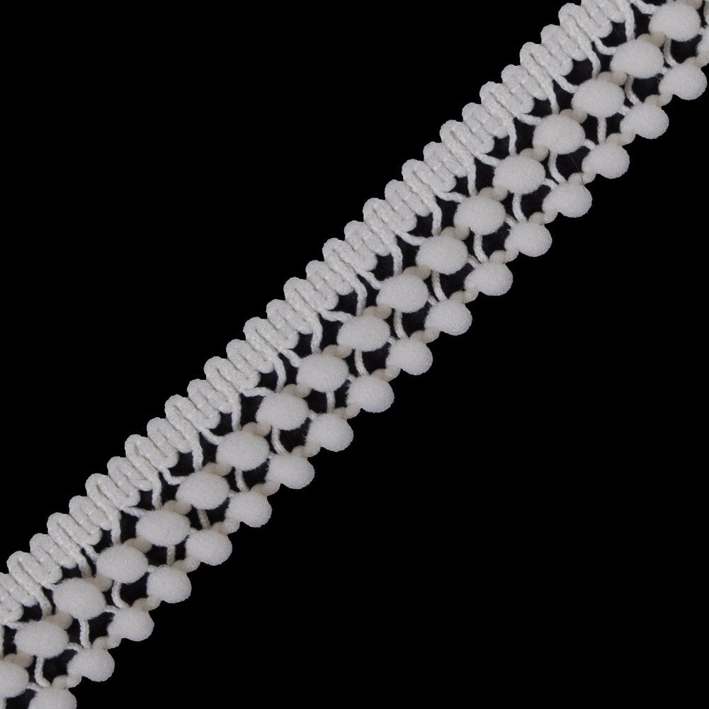 Ivory Two Row Mini Pom Pom Trim - Detail