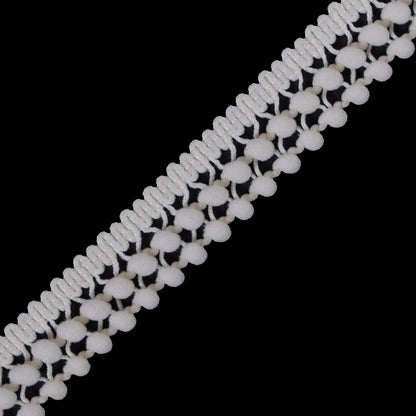 Ivory Two Row Mini Pom Pom Trim - Detail