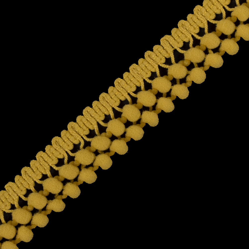Yellow Two Row Mini Pom Pom Trim Detail