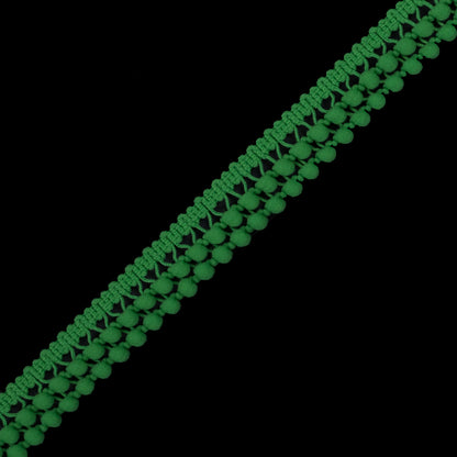 Lime Two Row Mini Pom Pom Trim - Detail