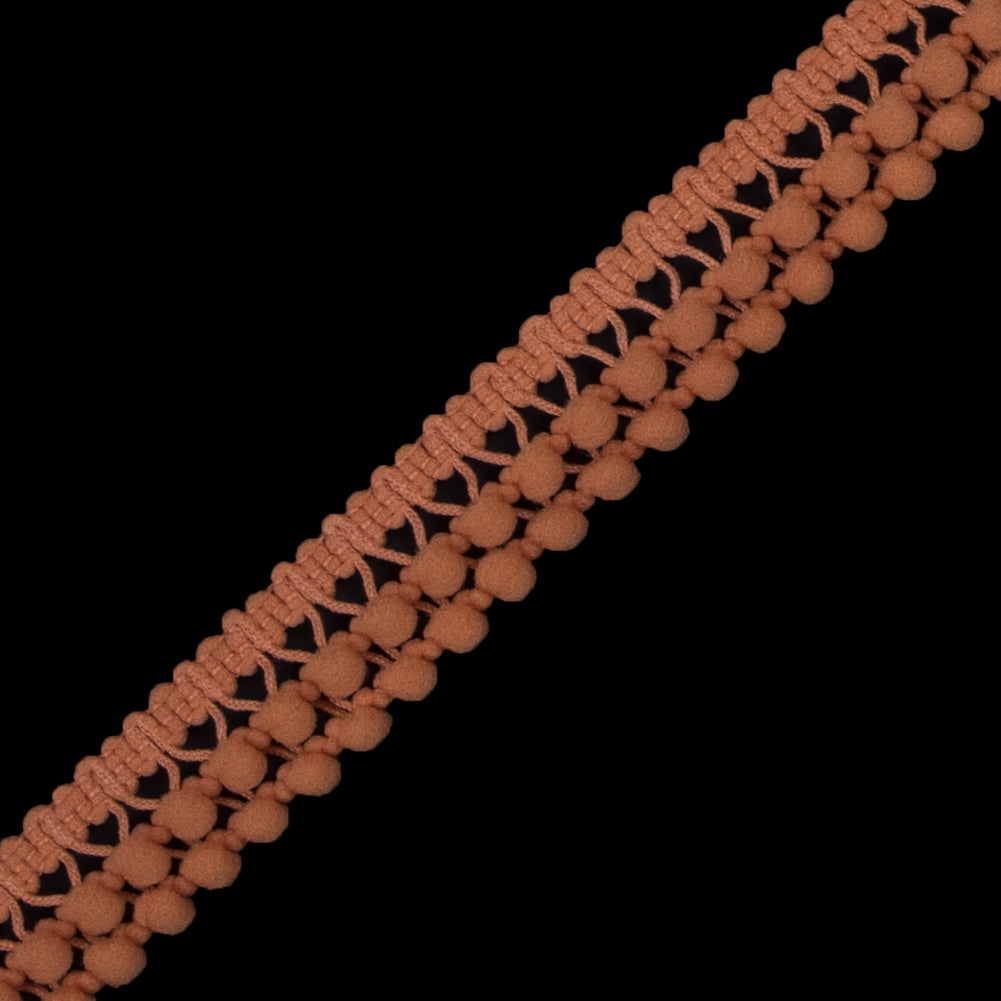 Pumpkin Two Row Mini Pom Pom Trim - Detail
