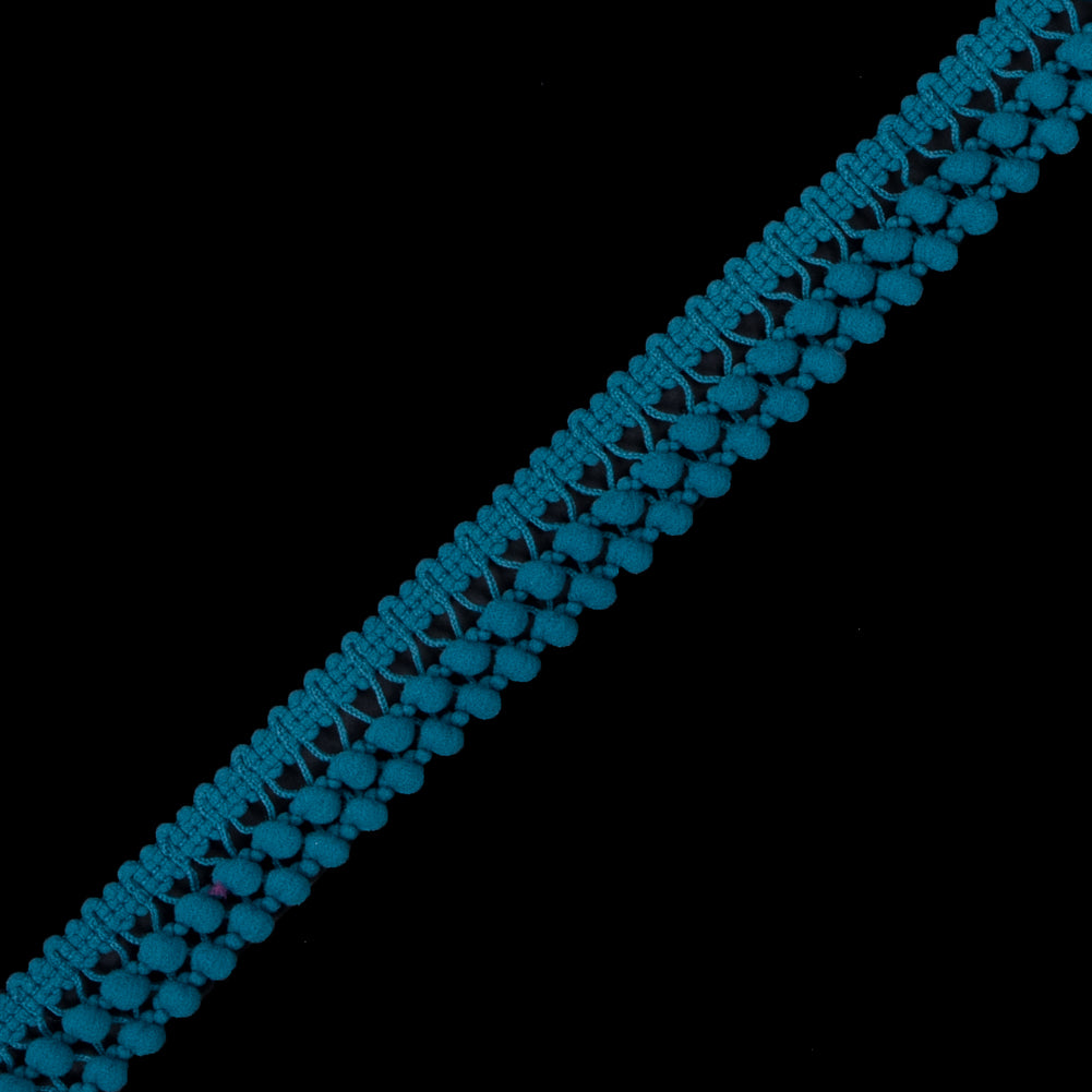 Teal Two Row Mini Pom Pom Trim Detail