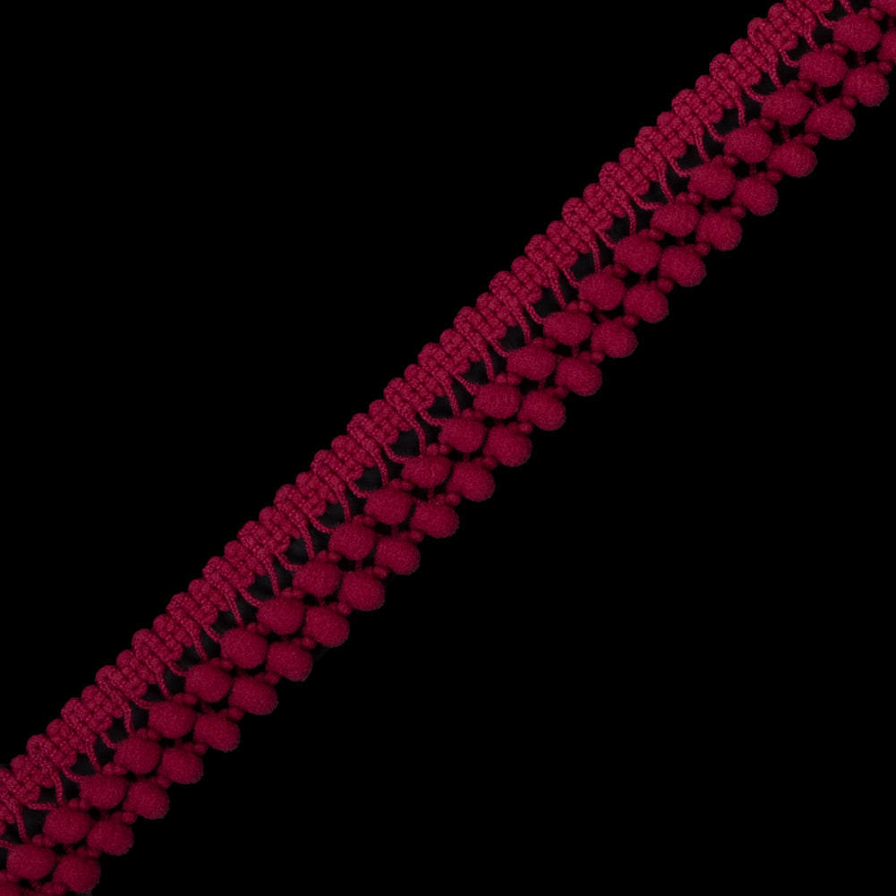 Apple Red Two Row Mini Pom Pom Trim - Detail