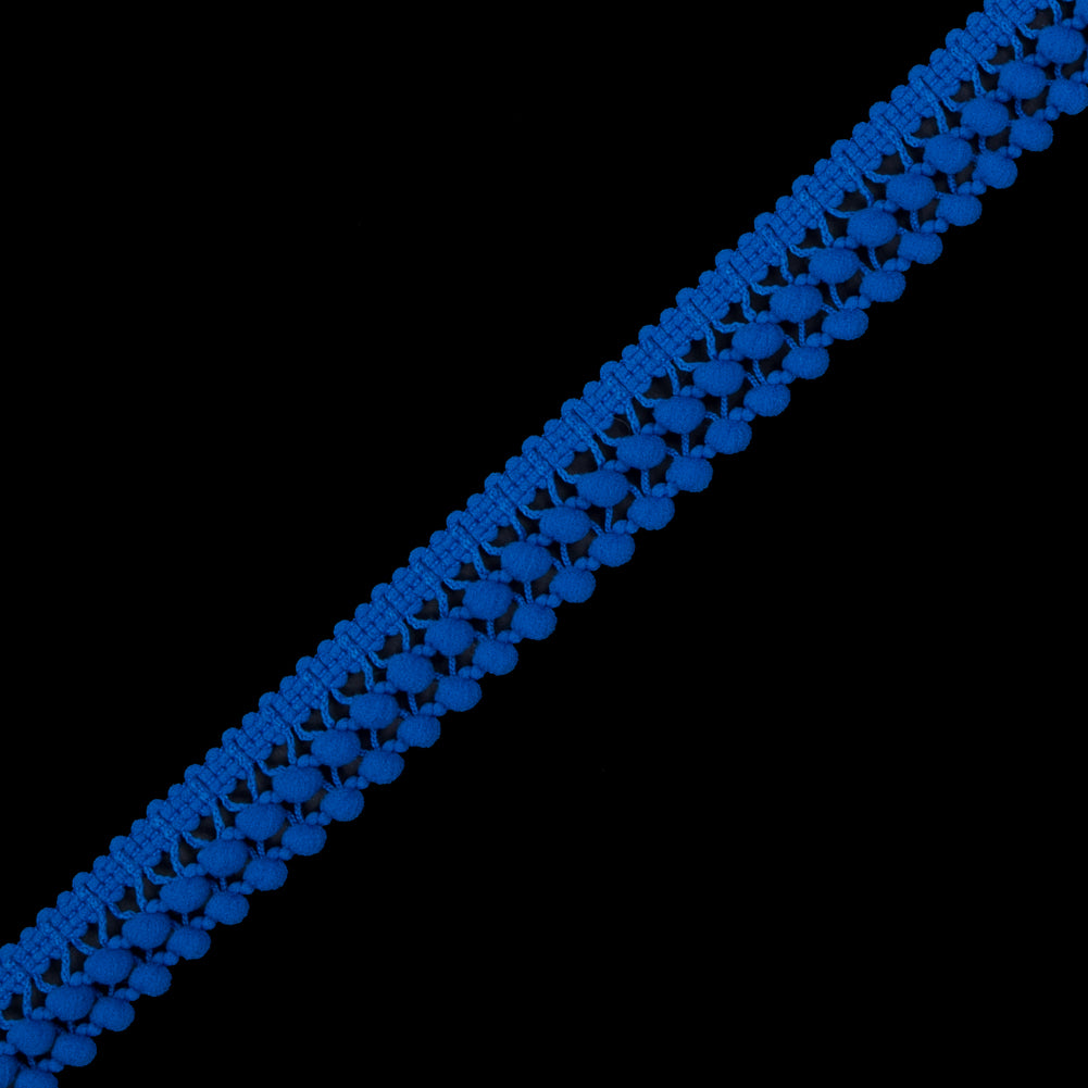 European Cobalt Two Row Mini Pom Pom Trim Detail