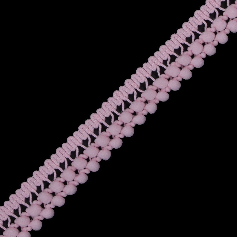 Baby Pink Two Row Mini Pom Pom Trim Detail