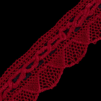 Red Crochet Chenille Trim - 1.5 - Detail