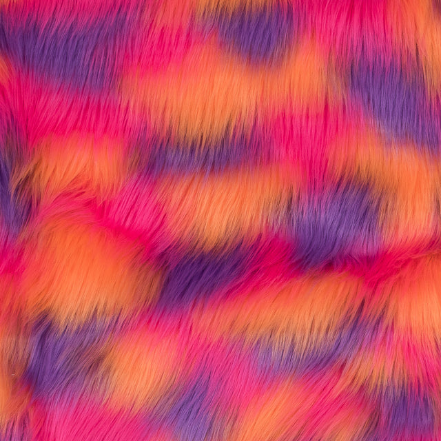Faux Fur - Vibrant Orange, Pink and Purple Spots