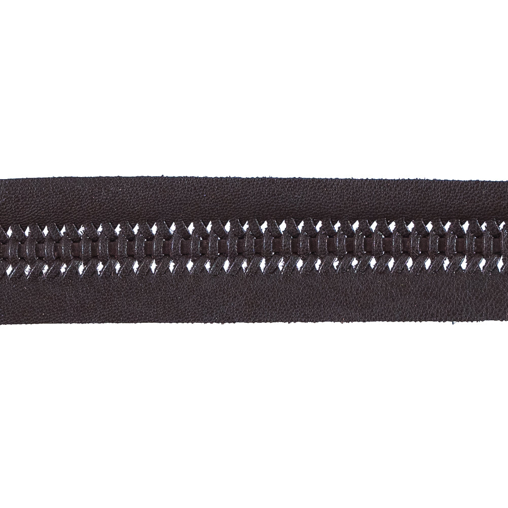Brown Braided Faux Leather Trim - 1.25 - Detail