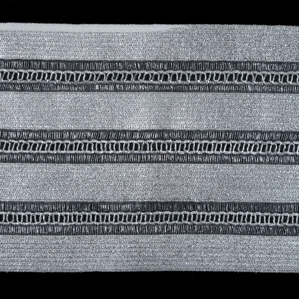 Foiled Silver Metallic Elastic Trim - 3.5" Detail