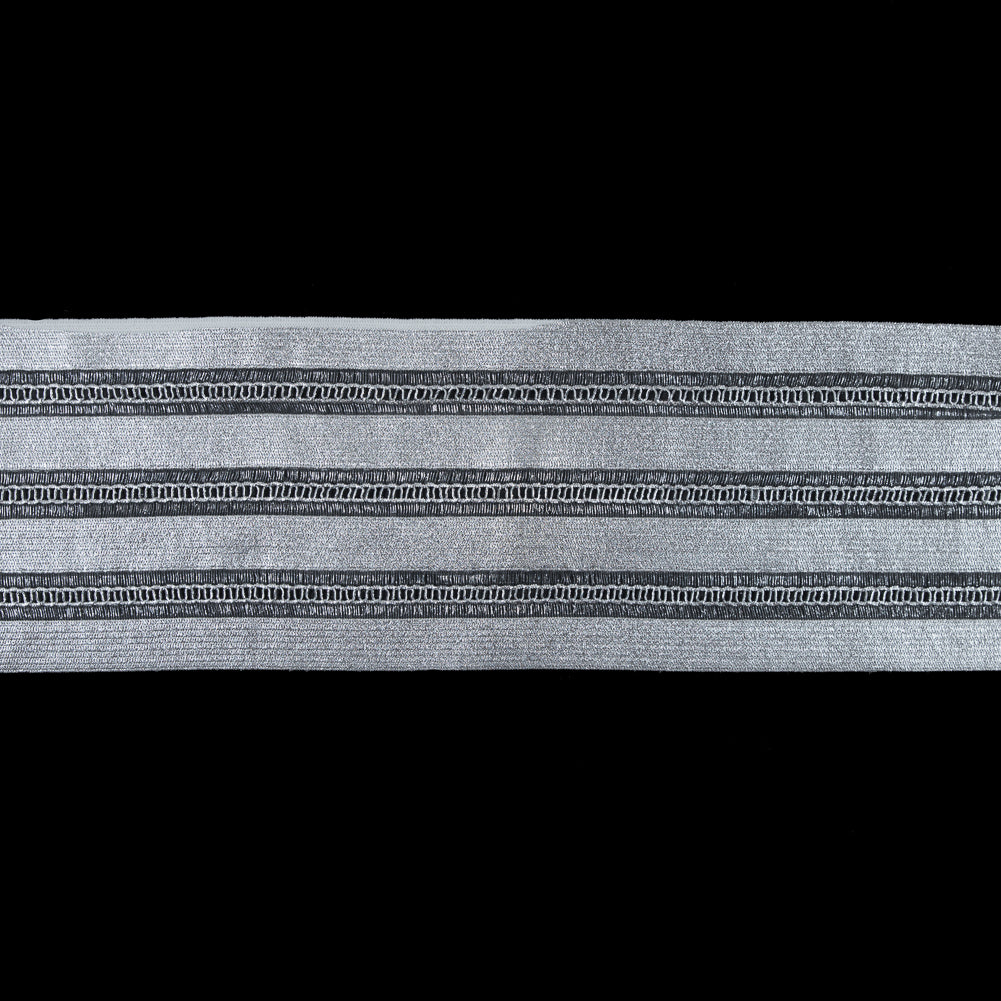 Foiled Silver Metallic Elastic Trim - 3.5"