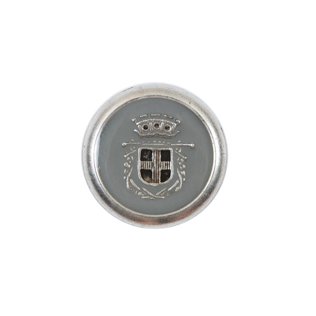 Italian Gray and Silver Crest Metal Button - 32L/20mm