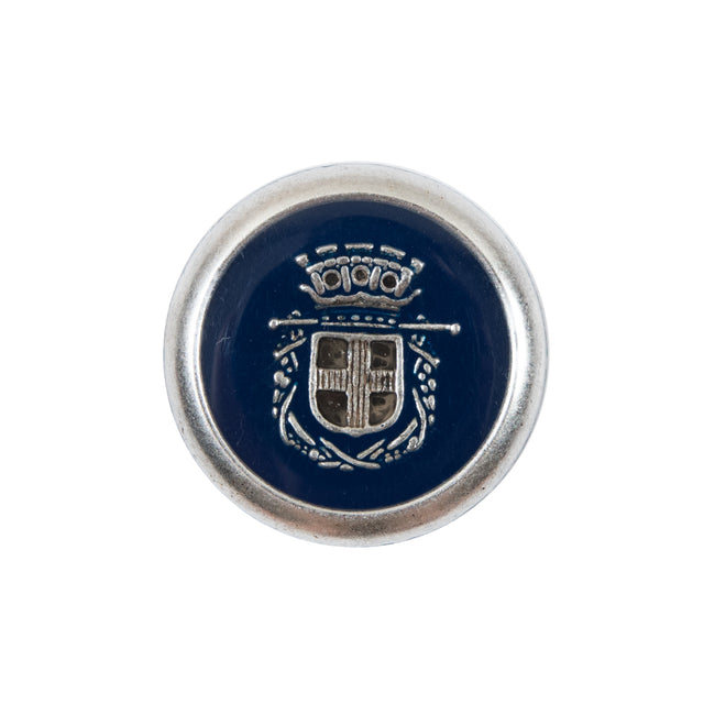Italian Patriot Blue and Silver Crest Metal Button - 36L/23mm