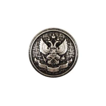 Italian Silver Button with Double-Headed Eagle Emblem - 32L/20mm