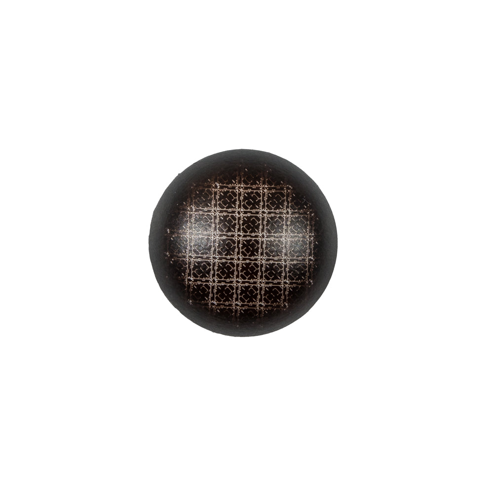 Italian Brown Checkered Plastic Button - 24L/15mm