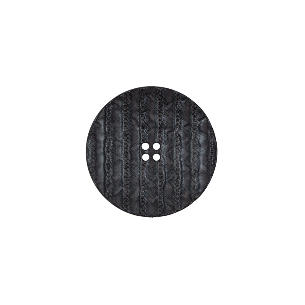Italian Black Textured 4-Hole Button - 28L/18mm