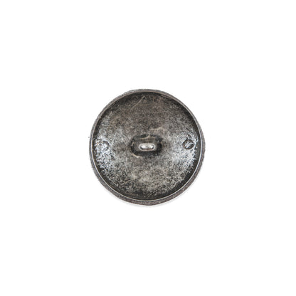 Italian Black and Silver Floral Metal Button - 24L/15mm - Detail