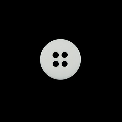 Italian White 4-Hole Plastic Button - 20L/12mm - Detail