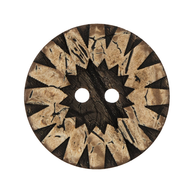 Italian Brown Carved Coconut Button - 48L/30mm