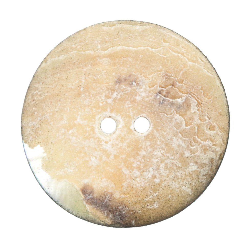 Italian Black and White Floral Printed Mother Of Pearl Button - 54L/34mm - Detail