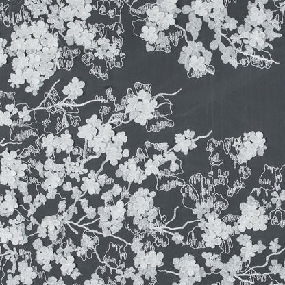 Off-White 3D Floral Embroidered Lace on a Stretch Netting