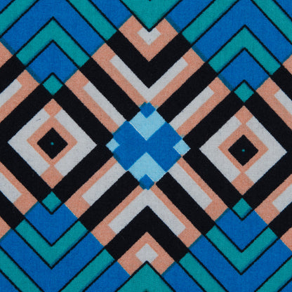 Campanula Blue and Shell Coral Geometric Cotton Poplin - Full