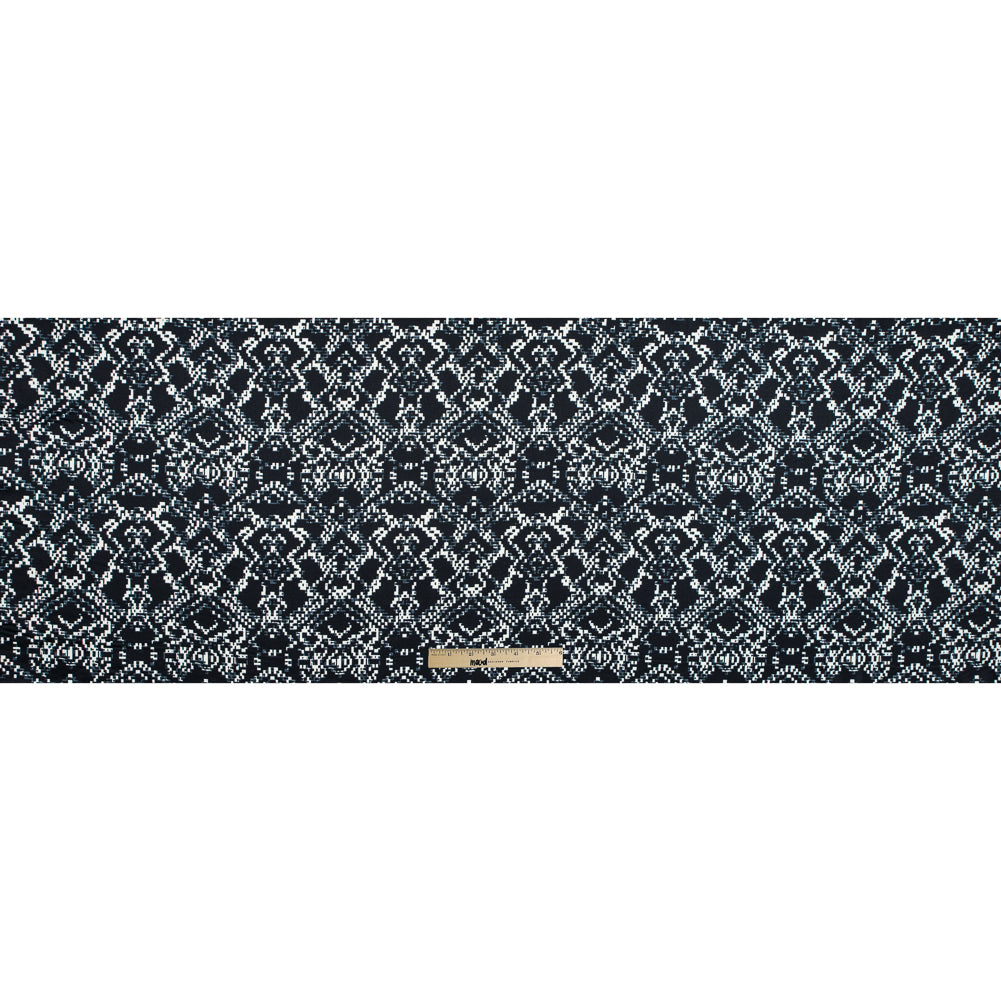 Black and Winter White Abstract Printed Stretch Cotton Sateen Folded