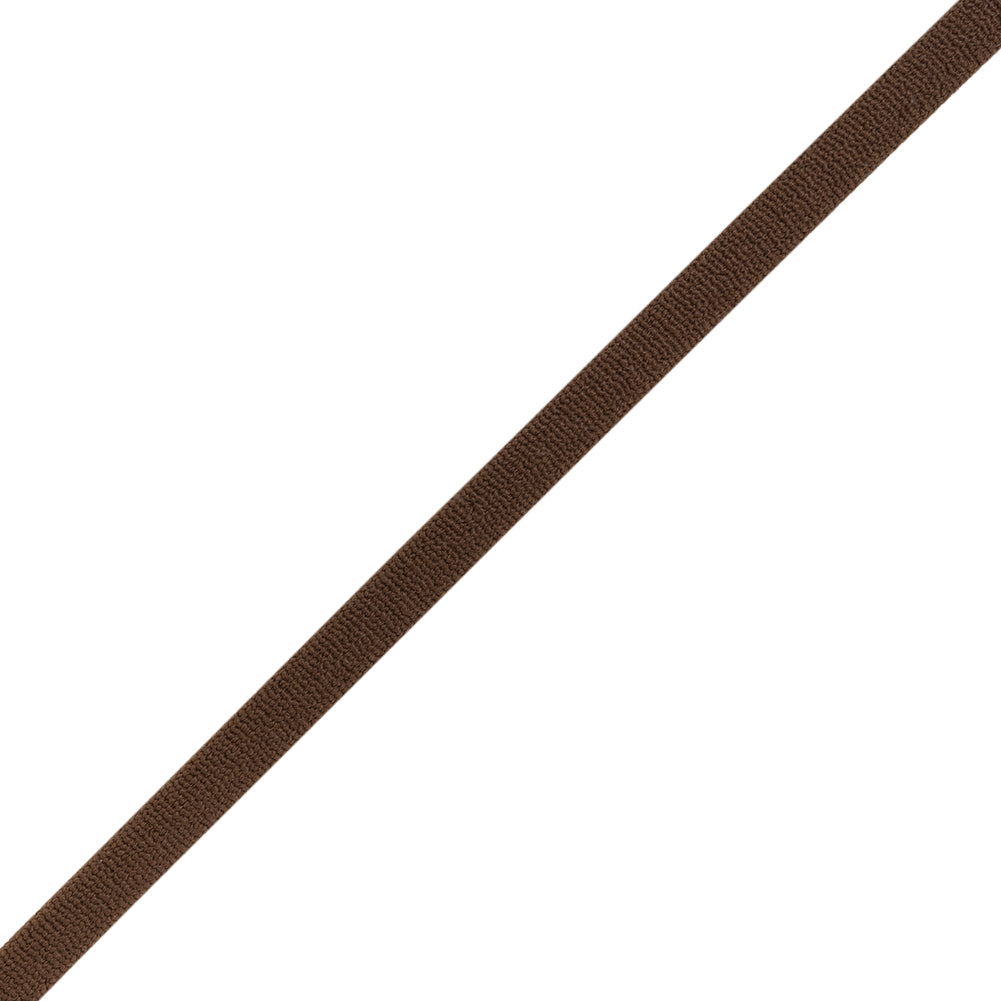 Tubular Elastic Drawstring Cord Made in Italy - 5mm - Brown - Folded
