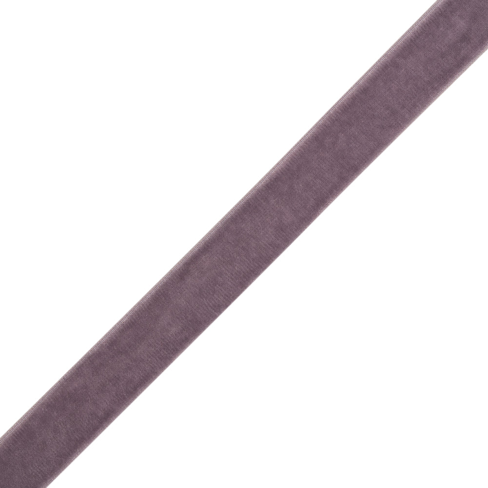 Stretch Velvet Ribbon Trim Made in Italy - 0.625" - Dusty Lilac - Gislaine Collection - Folded