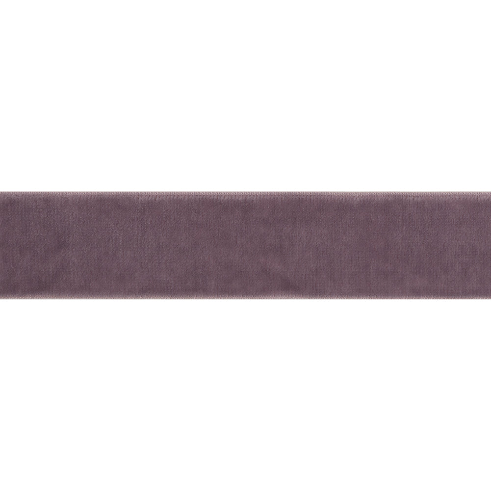Stretch Velvet Ribbon Trim Made in Italy - 0.875" - Dusty Lilac - Gislaine Collection - Folded