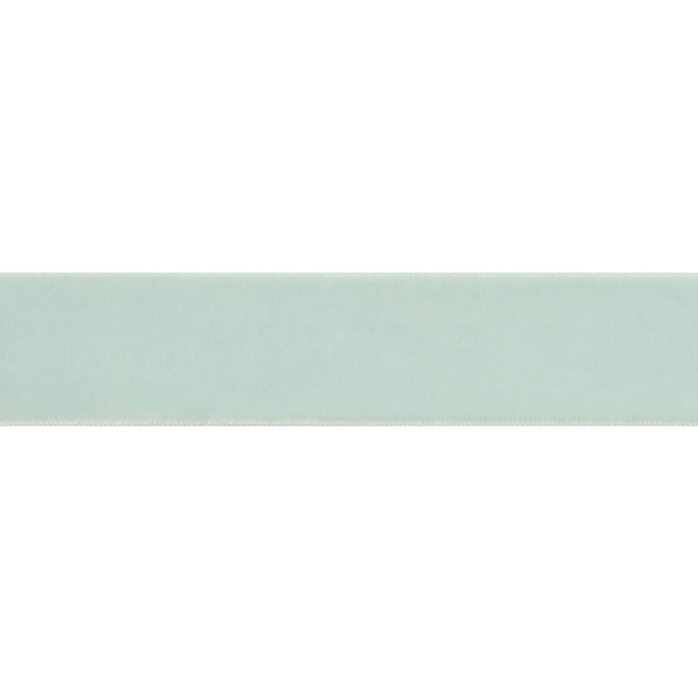 Stretch Velvet Ribbon Trim Made in Italy - 0.875" - Pale Mint - Gislaine Collection - Folded