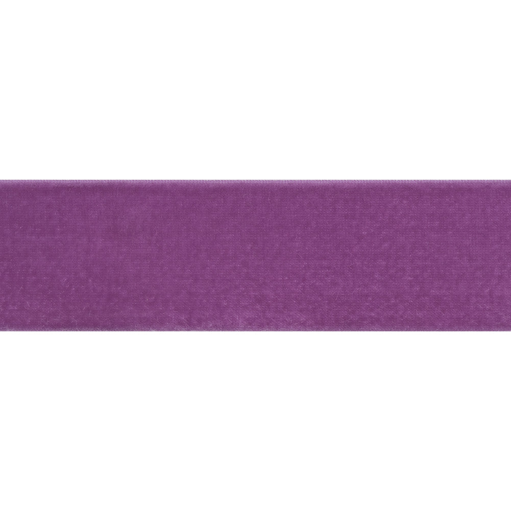 Stretch Velvet Ribbon Trim Made in Italy - 1.5" - Purple - Gislaine Collection - Folded