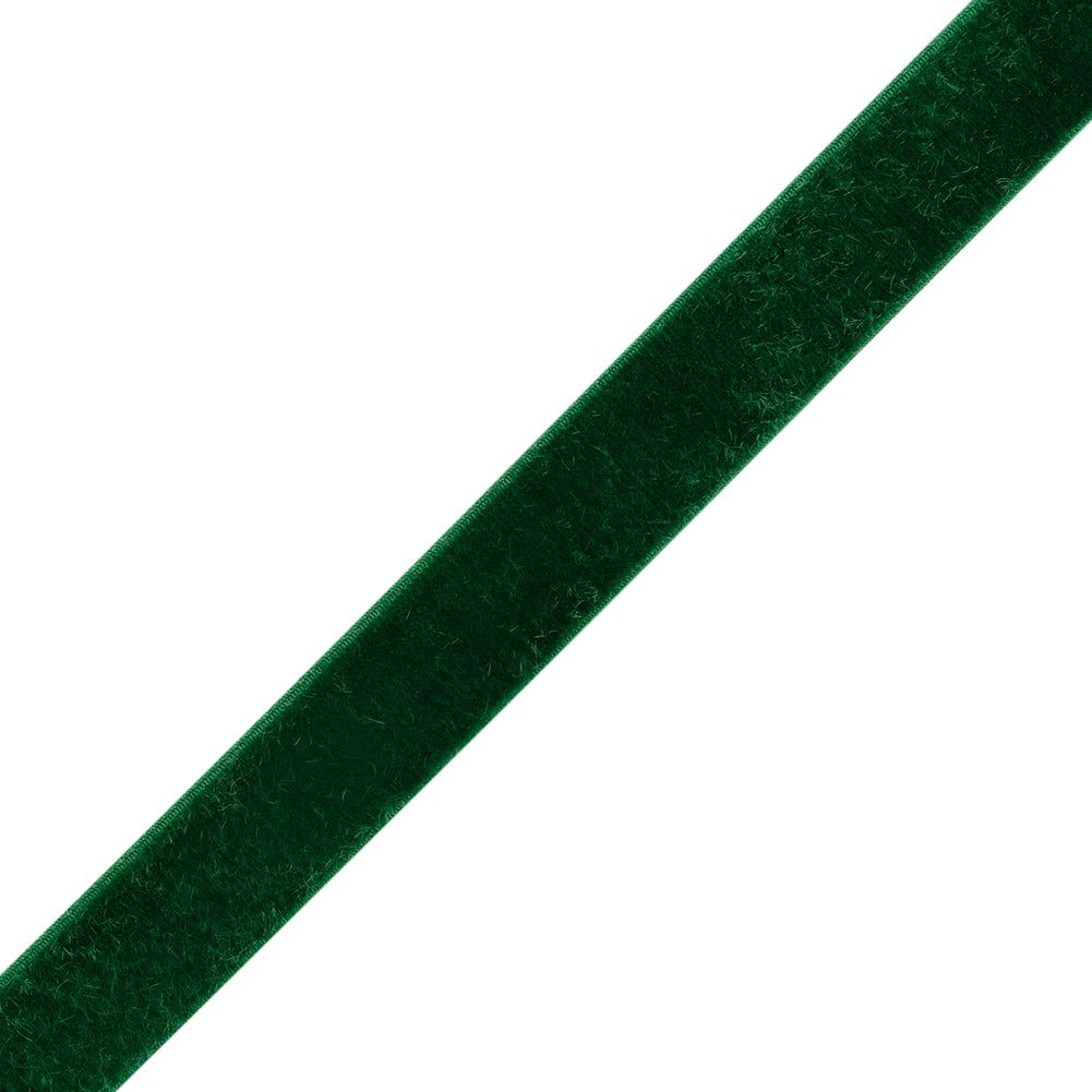 Stretch Velvet Ribbon Trim Made in Italy - 0.625" - Emerald Green - Gislaine Collection - Folded