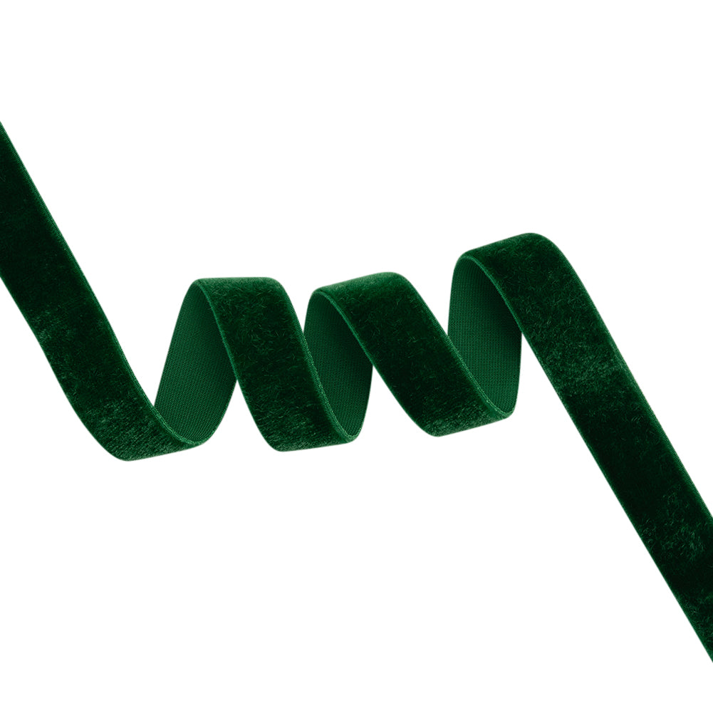 Stretch Velvet Ribbon Trim Made in Italy - 0.625" - Emerald Green - Gislaine Collection