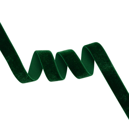Stretch Velvet Ribbon Trim Made in Italy - 0.625" - Emerald Green - Gislaine Collection