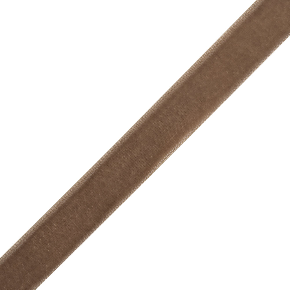 Stretch Velvet Ribbon Trim Made in Italy - 0.625" - Beige - Gislaine Collection - Folded