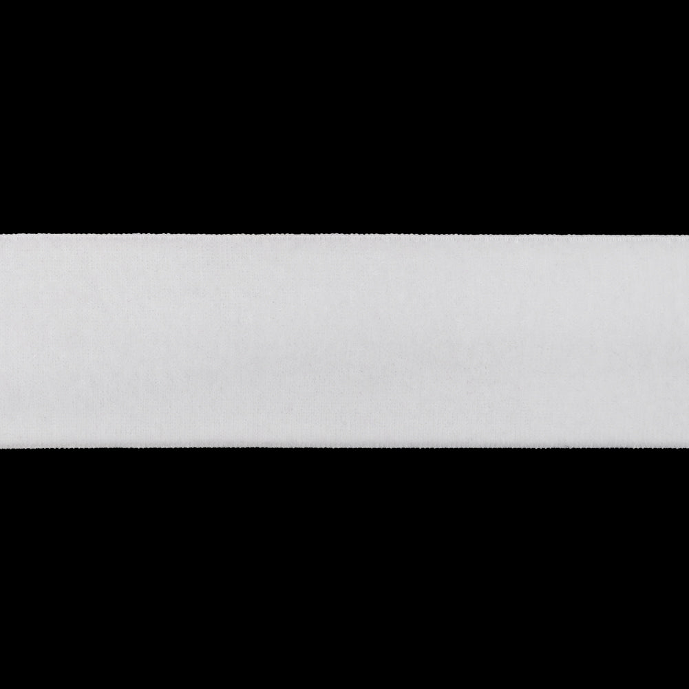 Stretch Velvet Ribbon Single Faced - 1.375" - White - Folded
