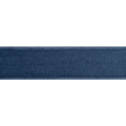 Stretch Velvet Ribbon Trim Made in Italy - 0.875" - Country Blue - Gislaine Collection