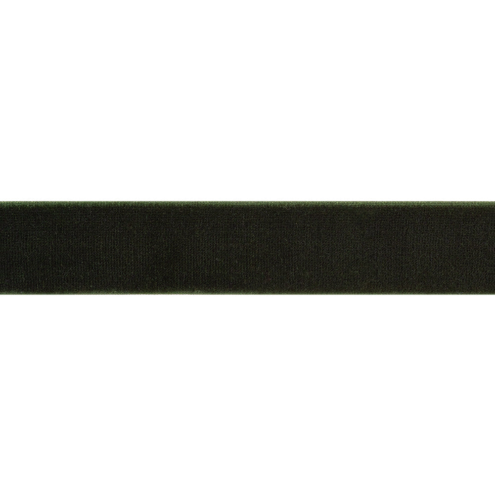 Stretch Velvet Ribbon Trim Made in Italy - 0.875" - Forest Green - Gislaine Collection - Folded