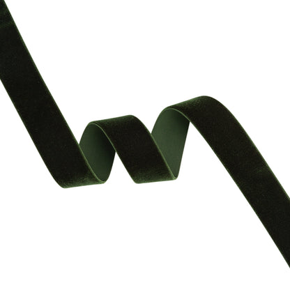 Stretch Velvet Ribbon Trim Made in Italy - 0.875" - Forest Green - Gislaine Collection