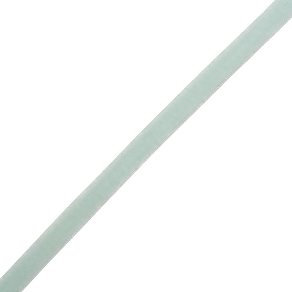 Stretch Velvet Ribbon Trim Made in Italy - 0.25" - Pale Mint - Gislaine Collection - Folded