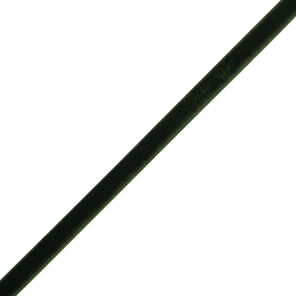 Stretch Velvet Ribbon Trim Made in Italy - 0.25" - Forest Green - Gislaine Collection - Folded