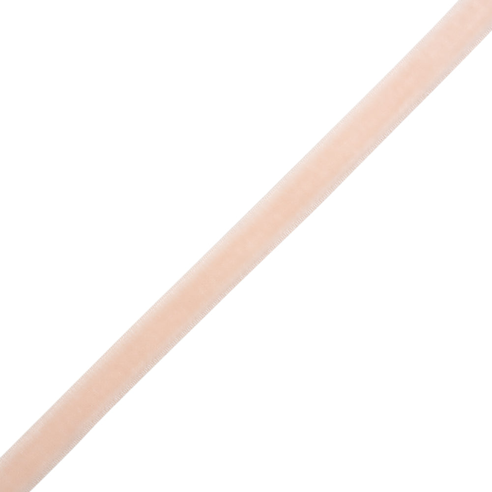 Stretch Velvet Ribbon Trim Made in Italy - 0.25" - Light Pink - Gislaine Collection - Folded